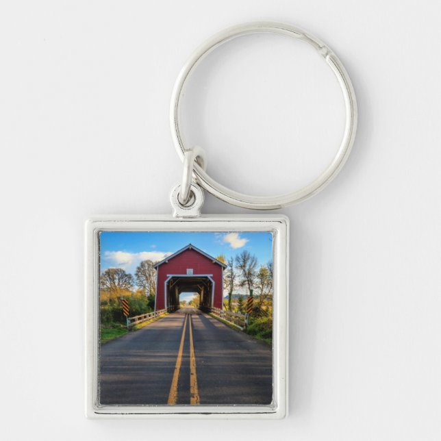 USA, Oregon, Scio, Shimanek Bridge 2 Keychain (Front)