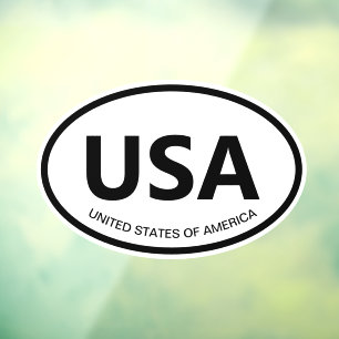 USA oval country code or state abbreviation car Window Cling