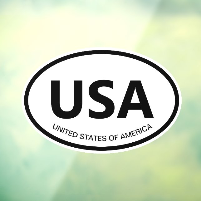 USA oval country code or state abbreviation car Window Cling (Sheet 3)
