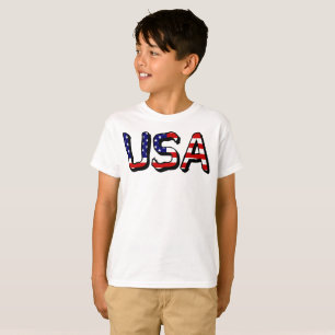 USA overlaid on US Flag Boys cn T-Shirt