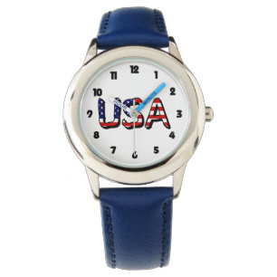 USA overlaid on US Flag Fat Black Num wacnt Watch