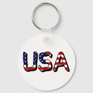 USA overlaid on US Flag kccnt Keychain