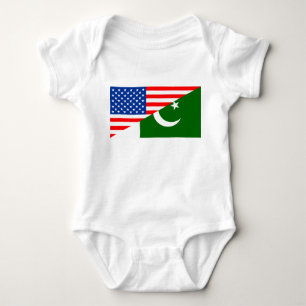 usa Pakistan country half flag america symbol Baby Bodysuit