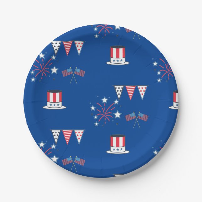 USA party theme patriotic Paper Plates (Front)