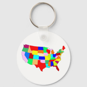 USA Patchwork Map Keychain