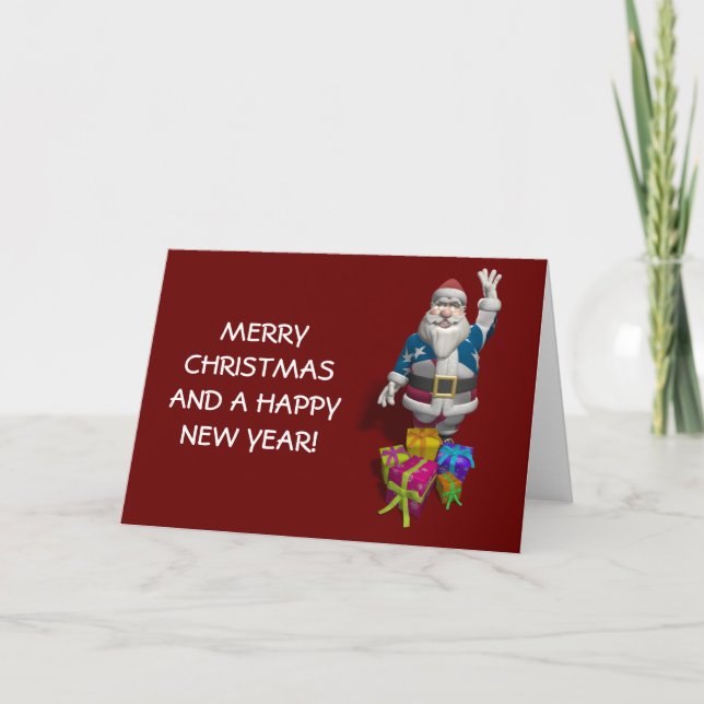 USA Patriot Santa Claus Holiday Card (Front)