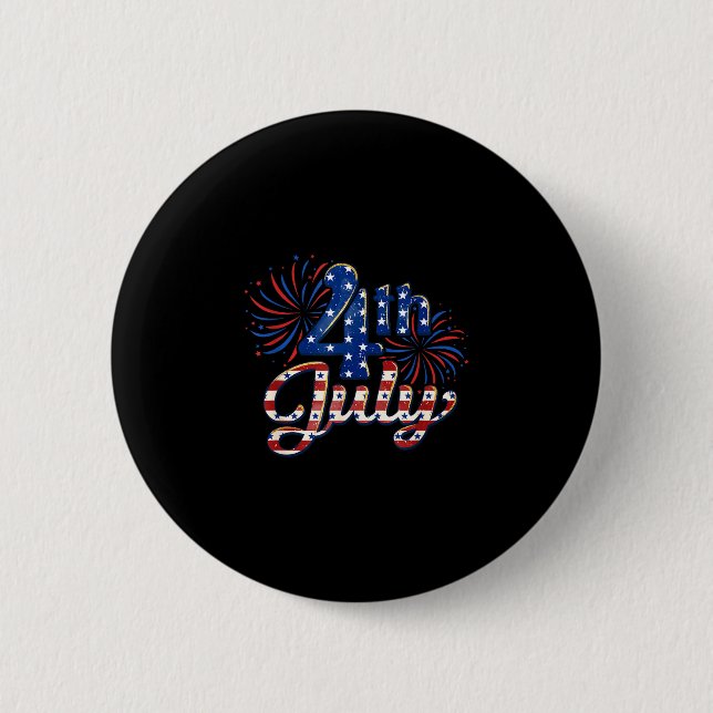 Usa patriotic 4th of july  2 inch round button (Front)