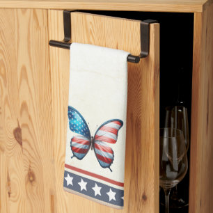 USA/patriotic 4th of July butterfly Kitchen Towel
