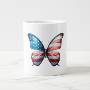 USA/patriotic 4th of July butterfly Large Coffee Mug