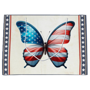 USA/patriotic 4th of July butterfly Large Gift Bag
