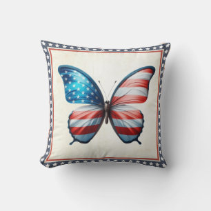 USA/patriotic 4th of July butterfly Throw Pillow