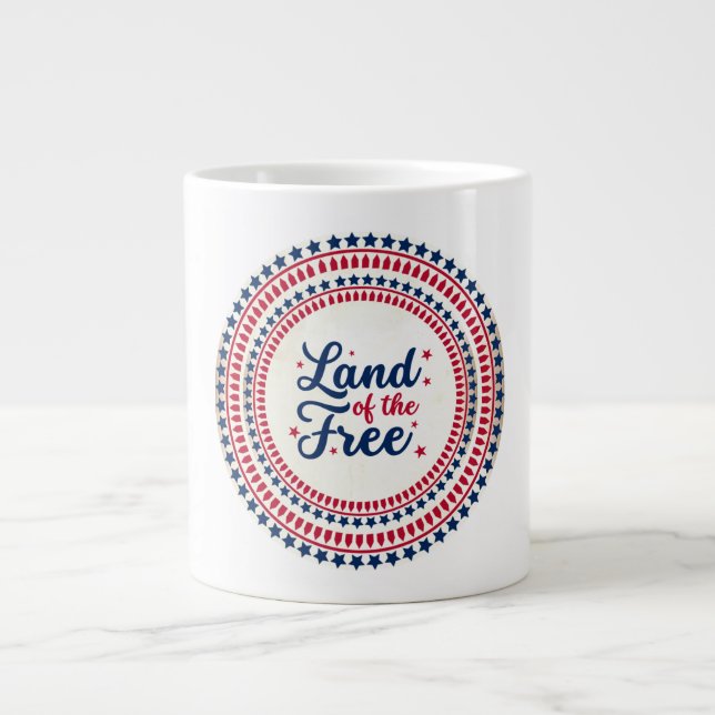 USA/patriotic 4th of July Land of the free Large Coffee Mug (Front)