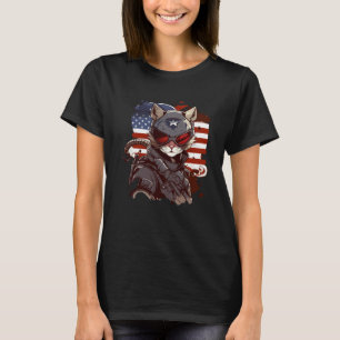 USA Patriotic American Flag Cat  12 T-Shirt