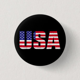 USA Patriotic American Flag For Men Women Kids Boy 1 Inch Round Button