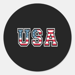 Usa Patriotic American Flag For Men Women Kids Boy Classic Round Sticker