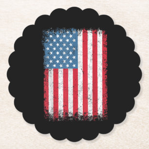 USA Patriotic American Flag For Men Women Kids Boy Paper Coaster