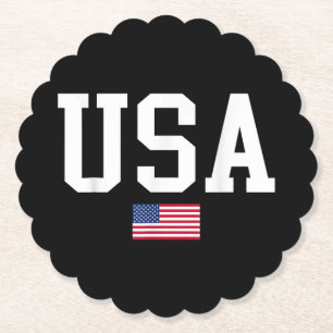 USA Patriotic American Flag For Men Women Kids Boy Paper Coaster