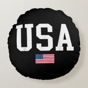 USA Patriotic American Flag For Men Women Kids Boy Round Pillow