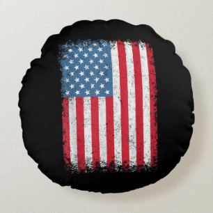 USA Patriotic American Flag For Men Women Kids Boy Round Pillow