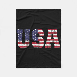 Usa Patriotic American Flag Shirt Men Women Kids V Fleece Blanket