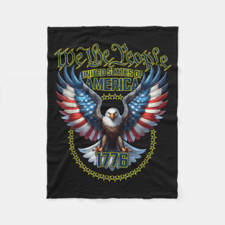 USA Patriotic American Flag Theme Eagle Design Fleece Blanket