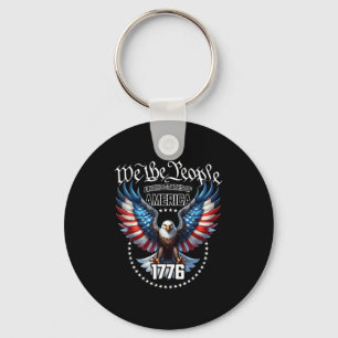 Usa patriotic american flag theme eagle design keychain