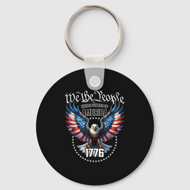 Usa patriotic american flag theme eagle design  keychain (Front)