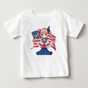 USA patriotic anime girl Baby T-Shirt