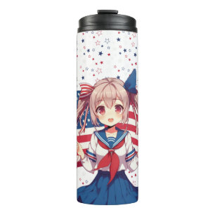 USA patriotic anime girl Thermal Tumbler
