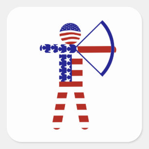 USA Patriotic ARCHERY  Square Sticker