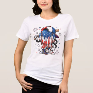 USA Patriotic Baseball Mascot Drip Tri-Blend Shirt