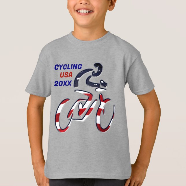 USA Patriotic Biking CYCLING T-Shirt (Front)