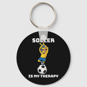 Usa Patriotic Bynana Doing Yoga Soccer Is My Thera Keychain