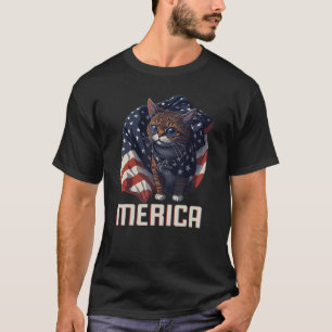 USA Patriotic Cat 4th Of July American Flag Merica T-Shirt