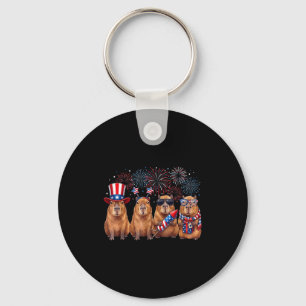 Usa patriotic cute capybara men women kids funny keychain