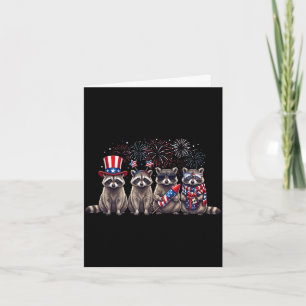 Usa patriotic cute raccoon men women kids funny card