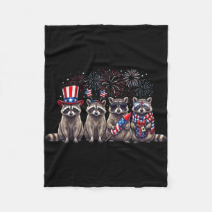 Usa patriotic cute raccoon men women kids funny fleece blanket