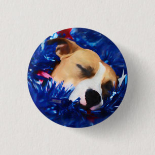 USA Patriotic Dog American Pit Bull Terrier 1 Inch Round Button