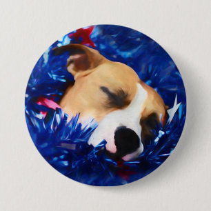 USA Patriotic Dog American Pit Bull Terrier 3 Inch Round Button