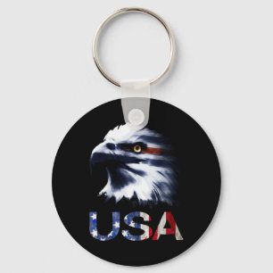 Usa Patriotic Eagle Head - 4th Of July Independenc Keychain
