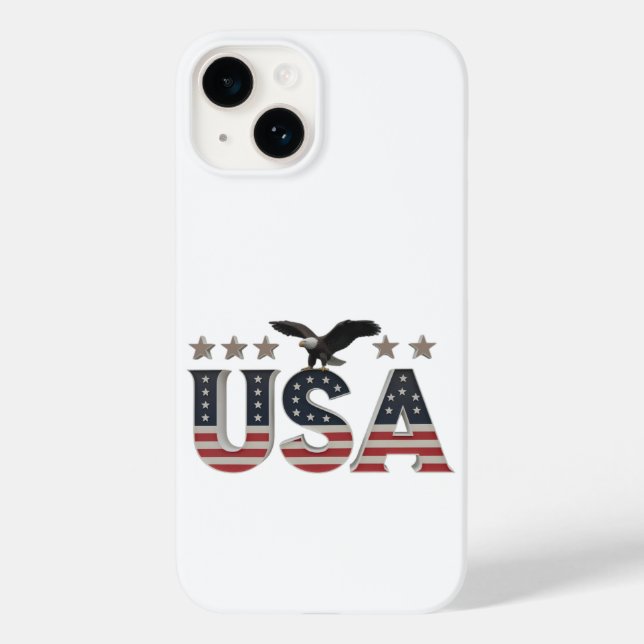 USA Patriotic Eagle + Stars Flag Design for Pride Case-Mate iPhone Case (Back)