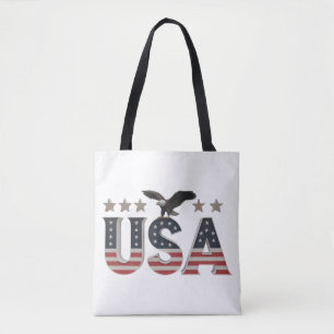 USA Patriotic Eagle + Stars Flag Design for Pride Tote Bag