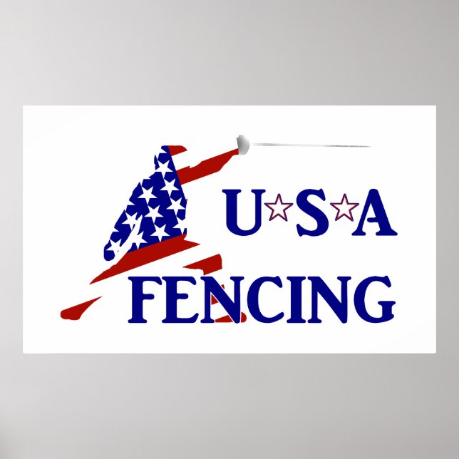 USA Patriotic Fencing En Garde Sports Poster (Front)