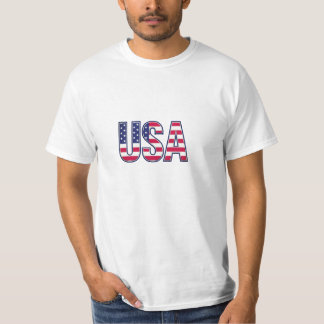 USA Patriotic Flag Letter Design T-Shirt 