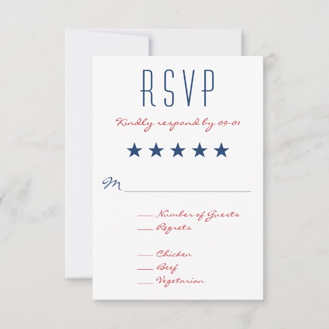 USA Patriotic Flag Wedding RSVP 2 (Front)