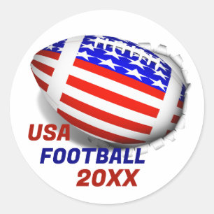 USA Patriotic Football Sports Classic Round Sticker