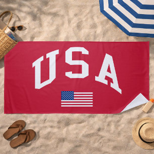 USA Patriotic Independence Day American Flag Beach Towel