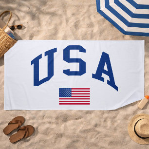 USA Patriotic Independence Day American Flag Beach Towel
