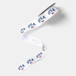USA Patriotic Independence Day American Flag Satin Ribbon