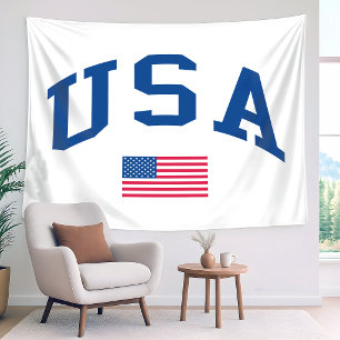 USA Patriotic Independence Day American Flag Tapestry